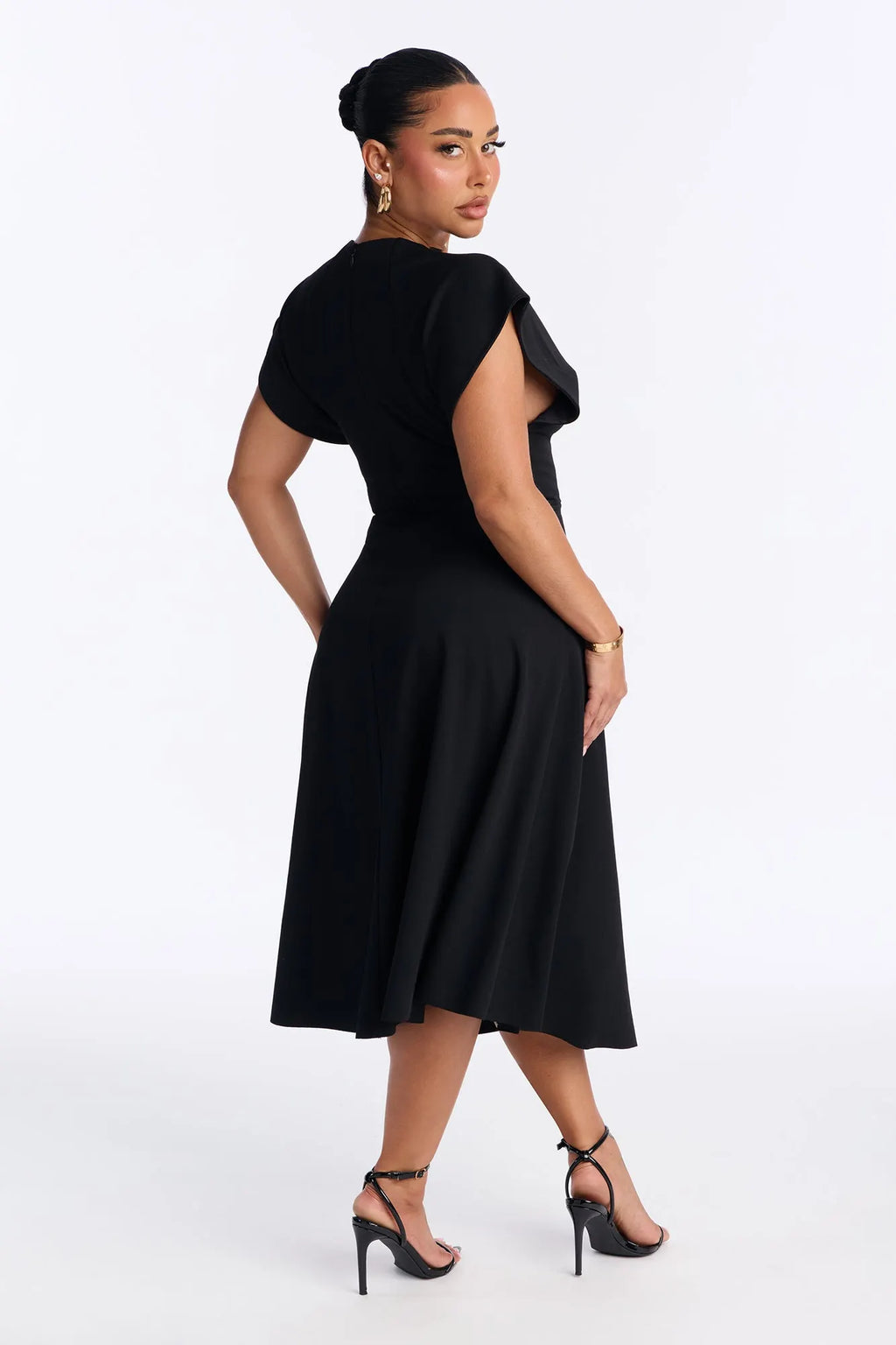 Emerie A Line Midi Dress - Black