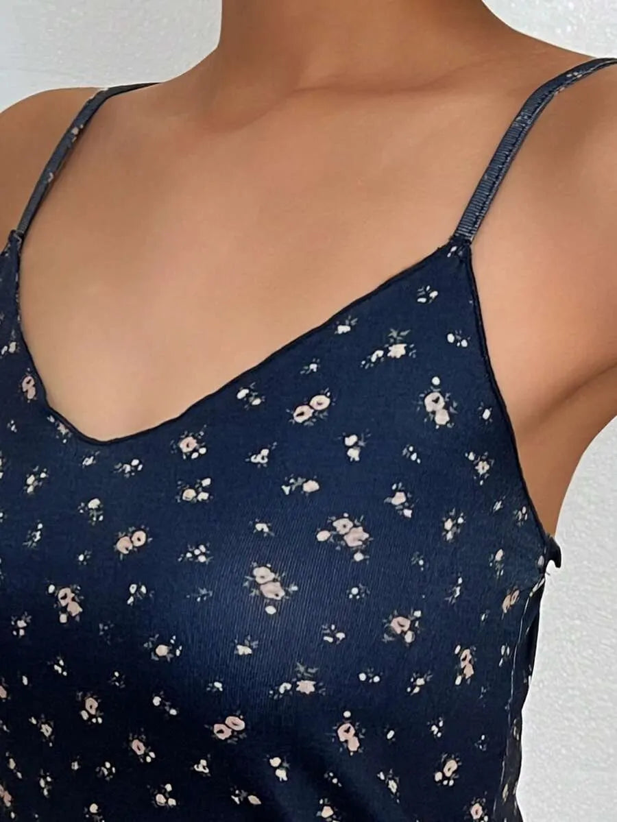 DAZY Women's Ditsy Floral Camisole And Shorts Pajama Set Summer