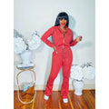 FLARED TRACK PANTS SET (COGNAC)