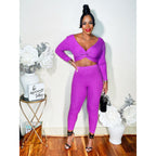 CROP ME OUT LEGGING SET (VIOLET)