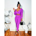 CROP ME OUT LEGGING SET (VIOLET)