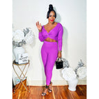 CROP ME OUT LEGGING SET (VIOLET)