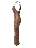 Women's Leopard Print Yoga Jumpsuit - Cross Strap, Slim Fit