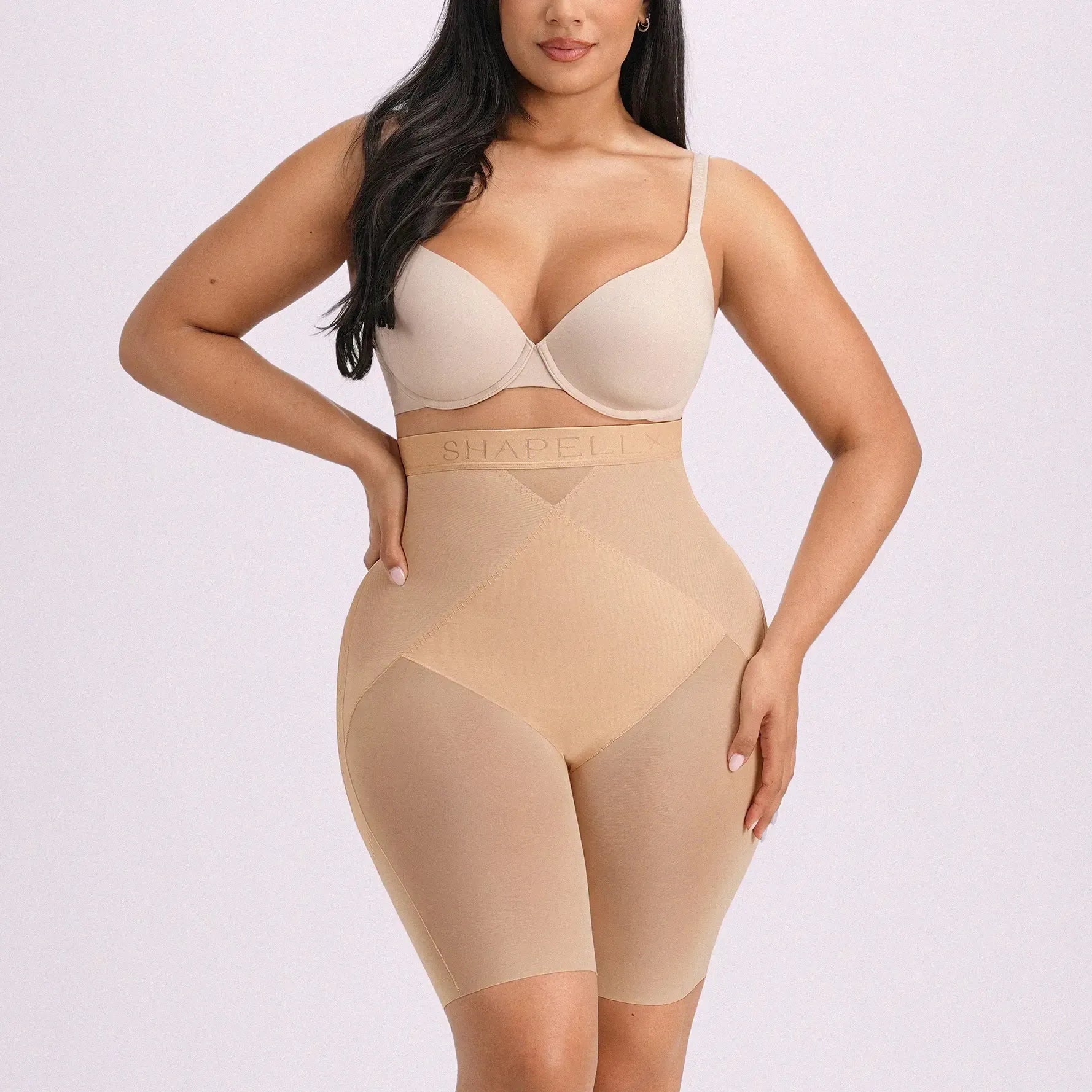 SHAPELLX  BOOT-YEAH MeshSmooth X-Compression Tummy Control Hip-Lifting All-Day Shaping High-Waist Mid Leg Thigh Shaping Breathable Mesh Short